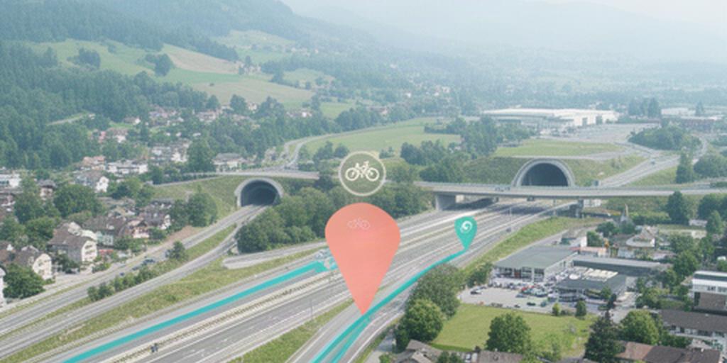 Übersicht der Zufahrt zum Standort am Gubristtunnel in Regensdorf mit markierter Adresse